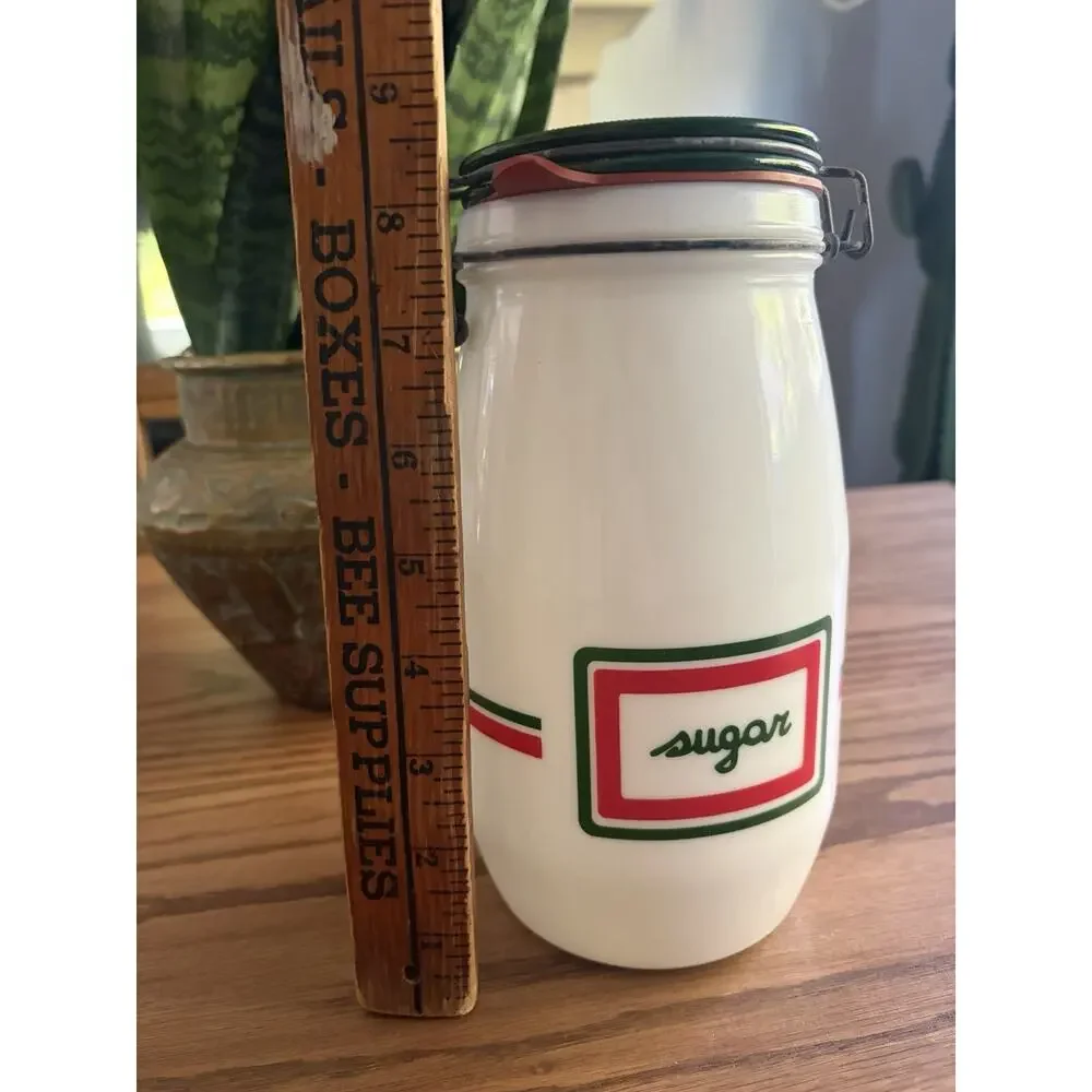 Vintage Midcentury Wheaton Milk Glass Sugar Canister 8.5” Jar Glass Sugar Jar